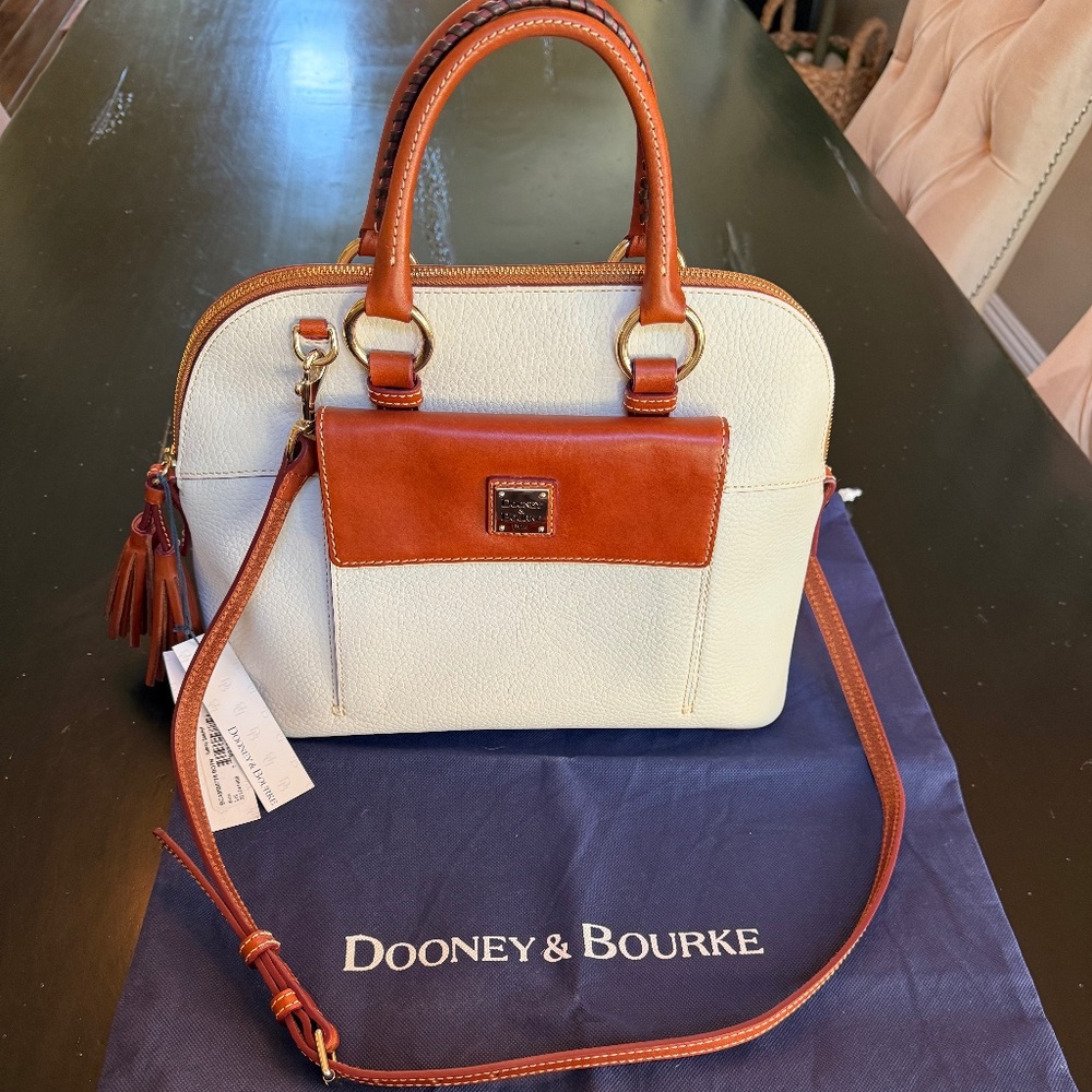 NWT Dooney & Bourke Bone Pebbled Aubrey Pocket Satchel